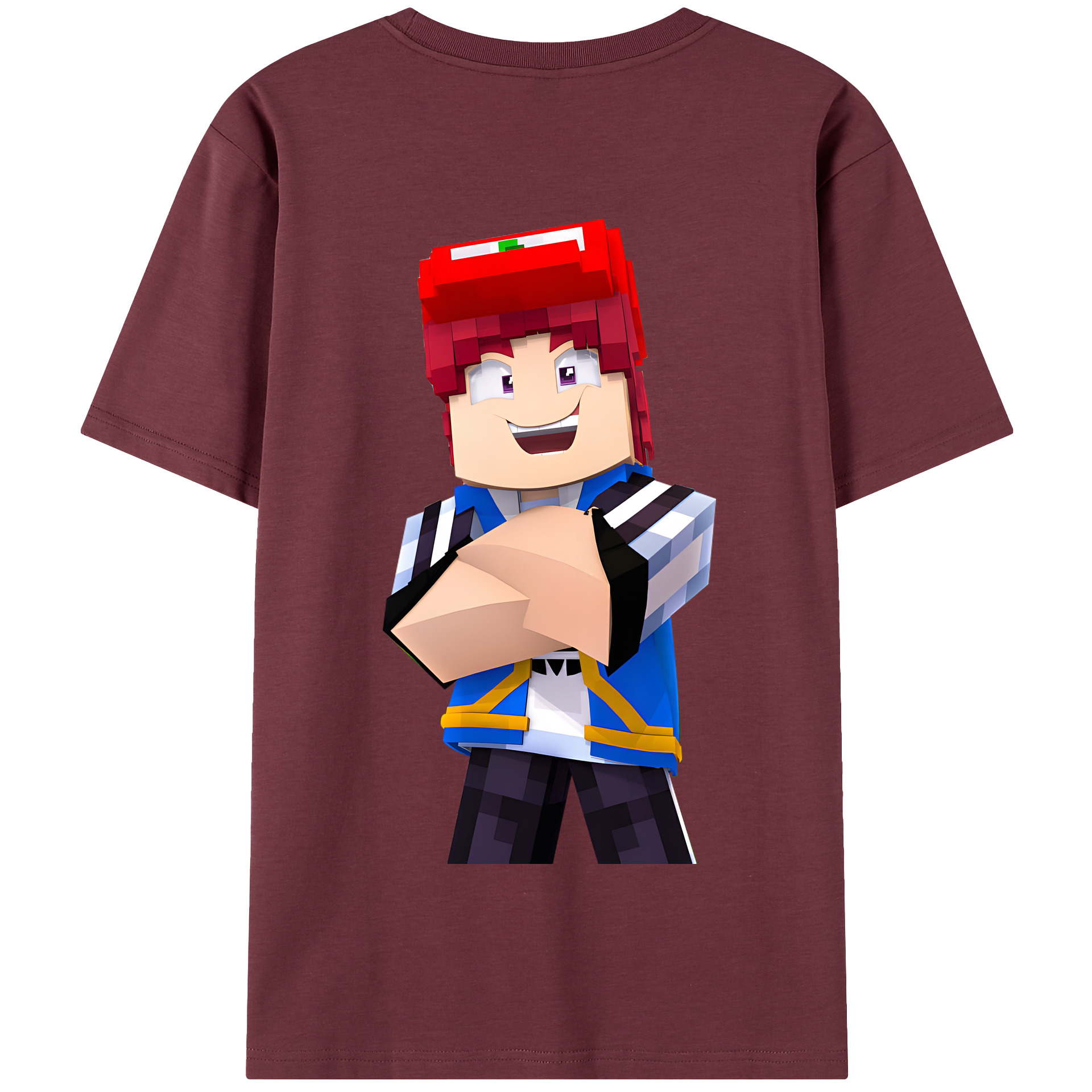 （画像用） マインクラフト ブロックの世界 Minecraft MC Block world 綿100％半袖Tシャツ（背面プリント）